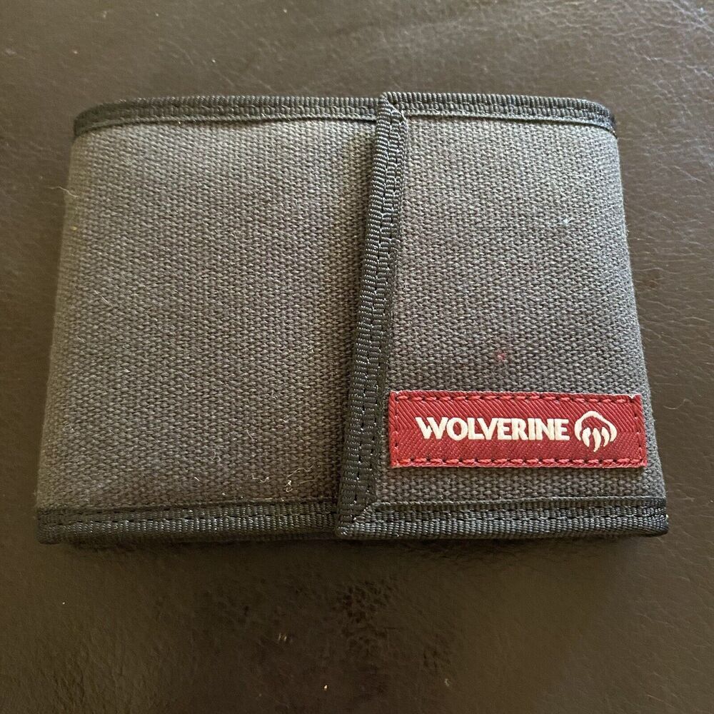 WOLVERINE Men's Tri Fold Canvas Wallet Black Unused